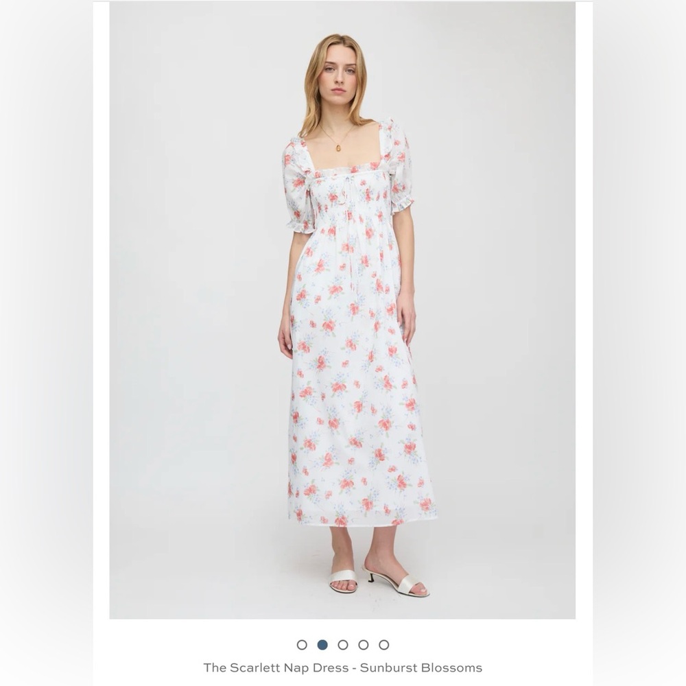 Hill house Scarlett Sunburst Blossom Puff-Sleeve Maxi Dress